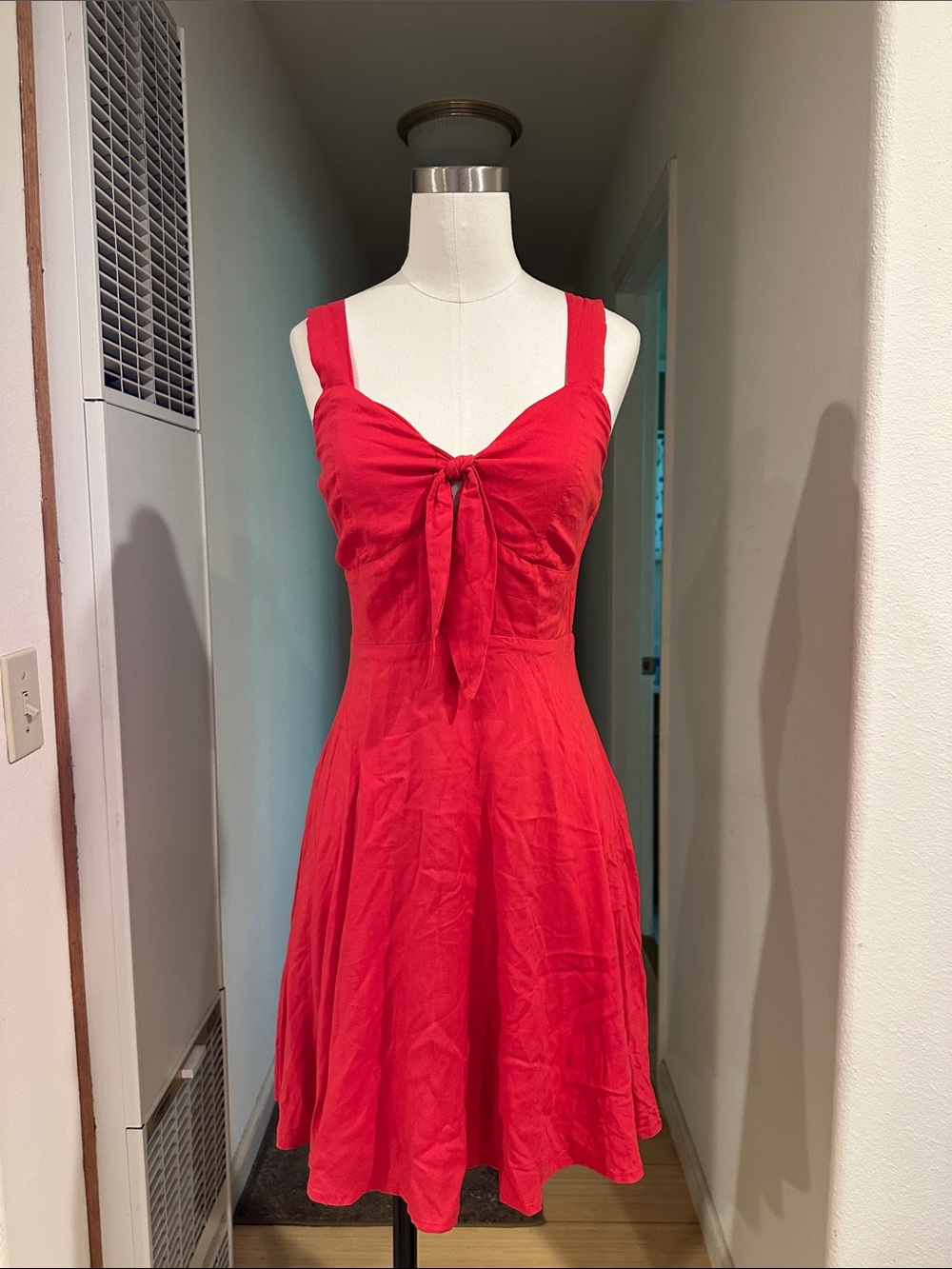 Y2K Charlotte Russe Red Tie-Front A-Line Women's Dress